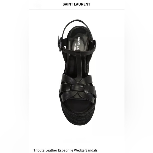 New in box Saint Laurent Tribute 85 Leather Espadrille Wedge - Picture 5 of 5